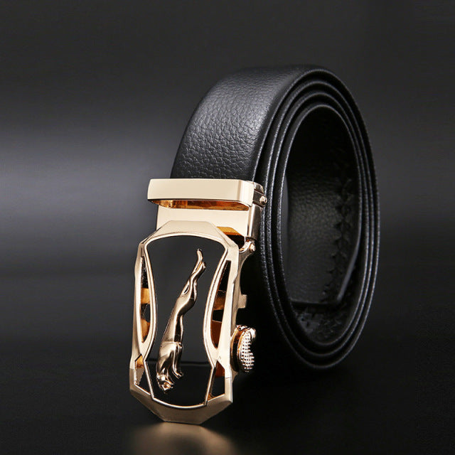 Men Belts Metal Automatic Buckle Leather Belts for Men