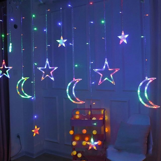 Christmas Lights Moon Star Lamp LED String Lights Decoration for Home Indoor