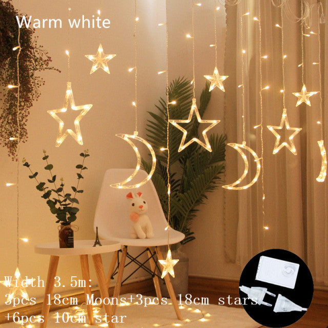 Christmas Lights Moon Star Lamp LED String Lights Decoration for Home Indoor