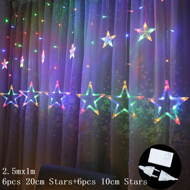 Christmas Lights Moon Star Lamp LED String Lights Decoration for Home Indoor