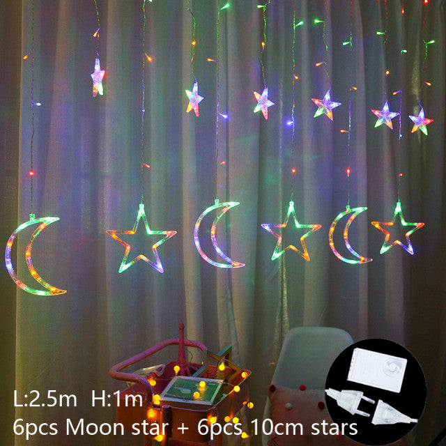 Christmas Lights Moon Star Lamp LED String Lights Decoration for Home Indoor