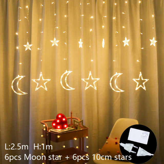 Christmas Lights Moon Star Lamp LED String Lights Decoration for Home Indoor