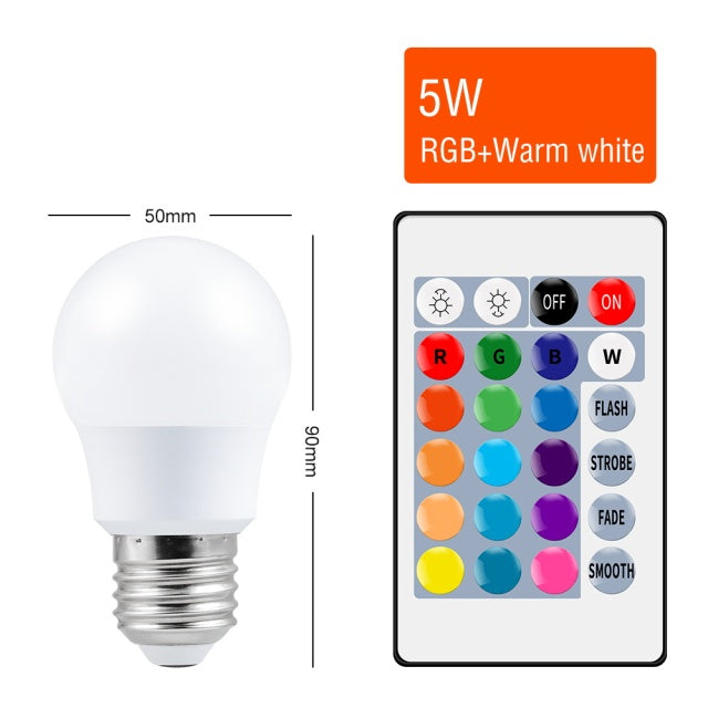 E27 Smart Control Lamp Led RGB Light Dimmable RGBW Led Lamp Colorful Changing Bulb Led