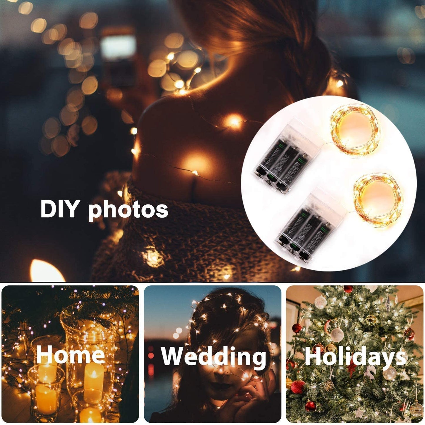 Led Fairy Lights Copper Wire String Holiday Outdoor Lamp Garland Luces