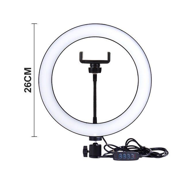 Dimmable Ring Light Selfie LED Round Lamps USB With Phone Holder