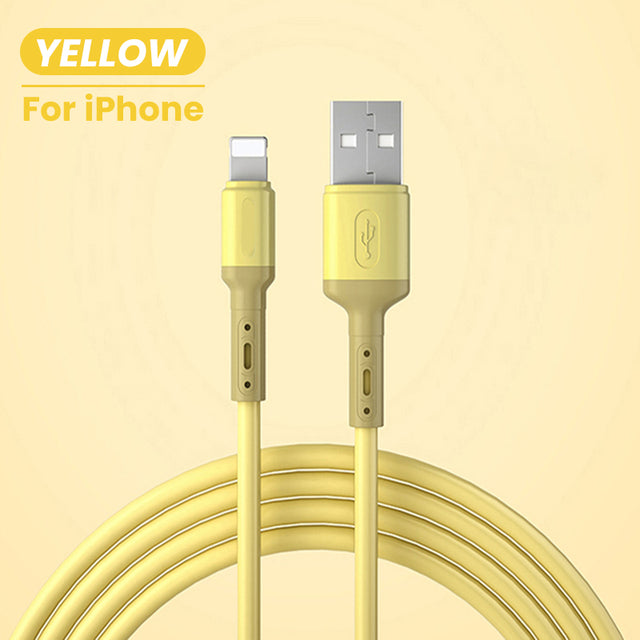 USB Cable For iPhone Fast Data Charging Charger USB Wire Cord Liquid Silicone Cable