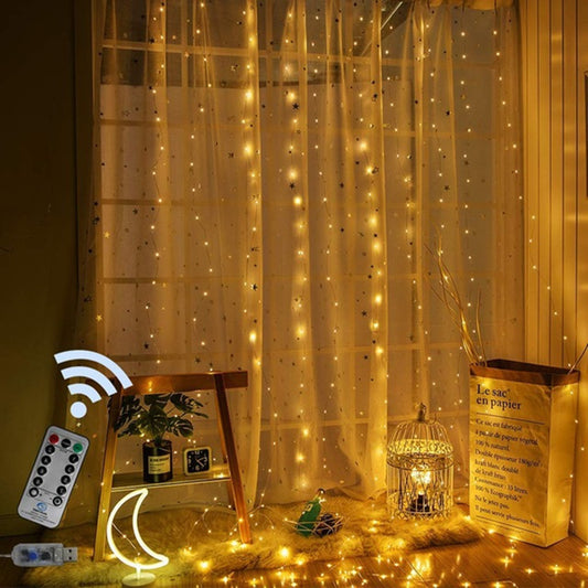 String LED Curtain Fairy Lights USB Remote Control for Home Bedroom Window