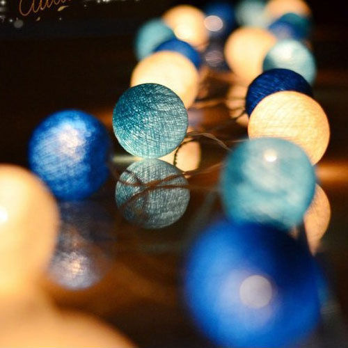 LED Cotton Ball Garland String Lights Fairy Lighting Strings for Outdoor Home Decoration