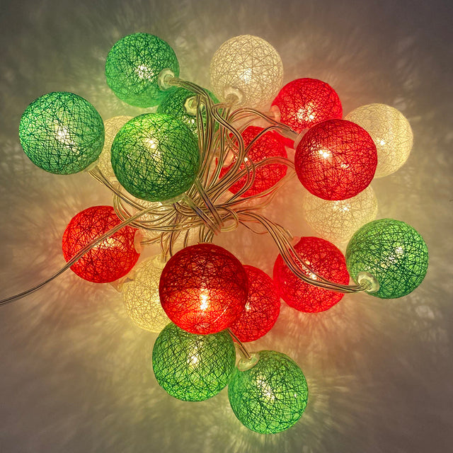 LED Cotton Ball Garland String Lights Fairy Lighting Strings for Outdoor Home Decoration