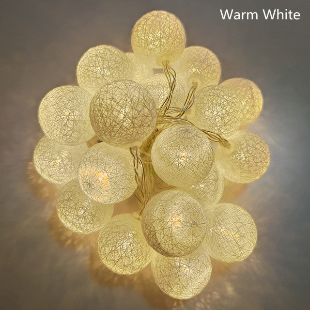 Cotton Ball Light String Fairy Lamp Wedding Party Home Bed Decoration