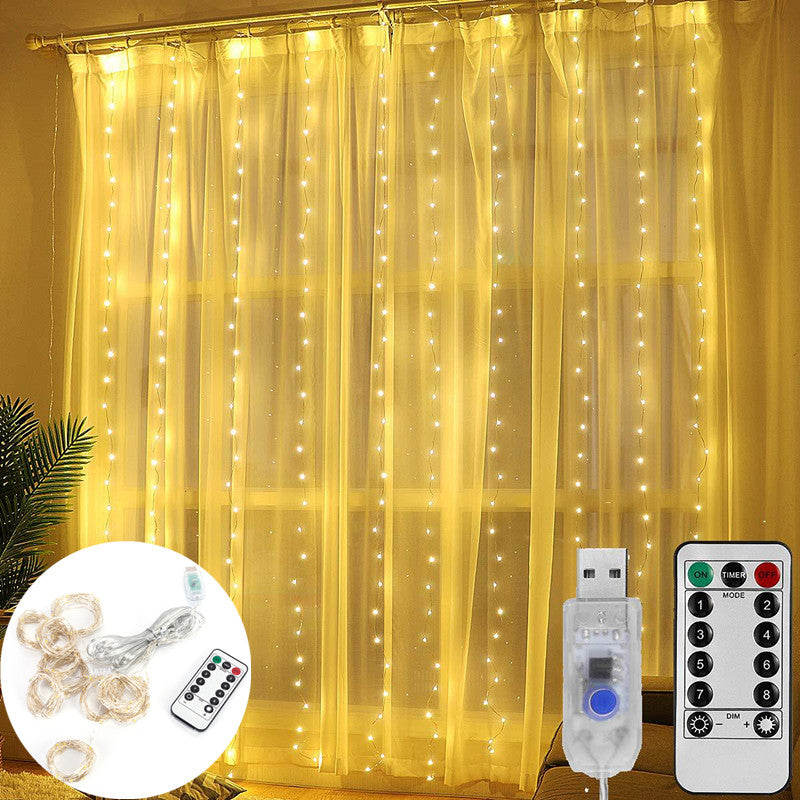 LED Curtain USB String Lights Fairy Festoon Remote Control for Home