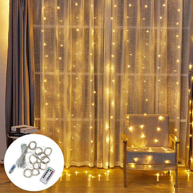 LED Curtain USB String Lights Fairy Festoon Remote Control for Home