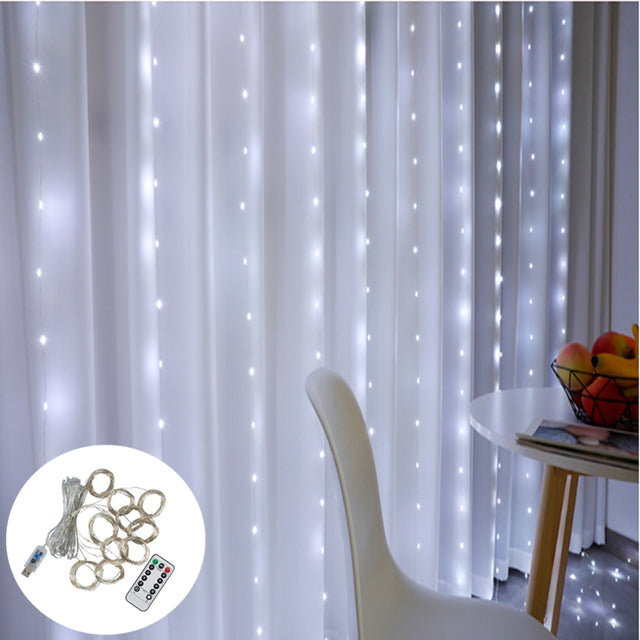 LED Curtain USB String Lights Fairy Festoon Remote Control for Home