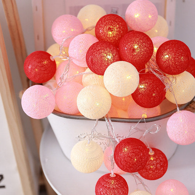 LEDS Cotton Ball Garlands Fairy Lights String Garden Lights Street Garlands New Year Gifts