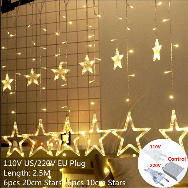 Star Curtain String Lights Fairy Lights Decorations for Home