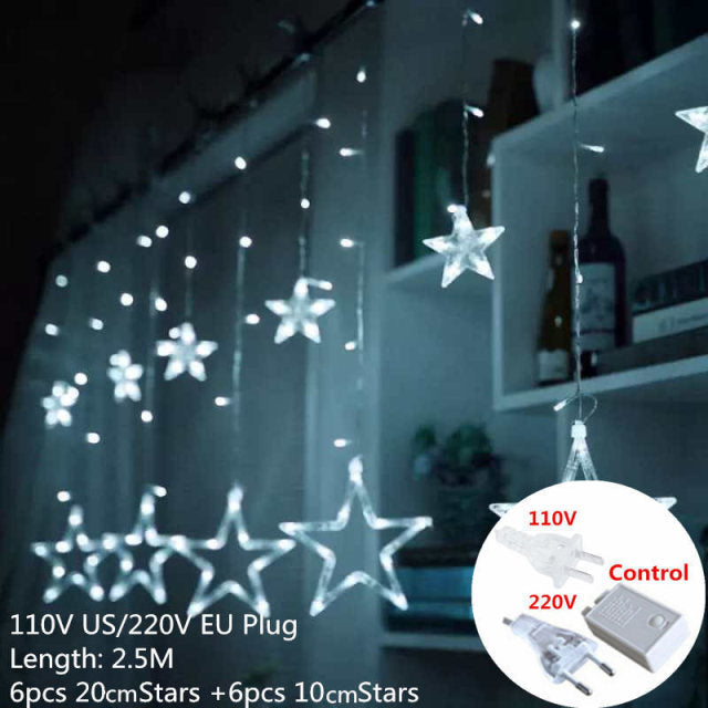 Star Curtain String Lights Fairy Lights Decorations for Home