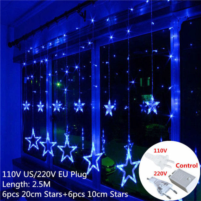 Star Curtain String Lights Fairy Lights Decorations for Home