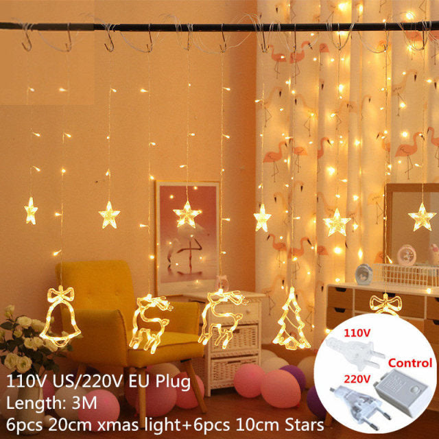 Star Curtain String Lights Fairy Lights Decorations for Home