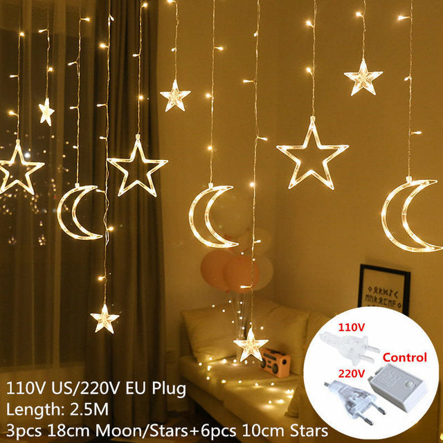 Star Curtain String Lights Fairy Lights Decorations for Home