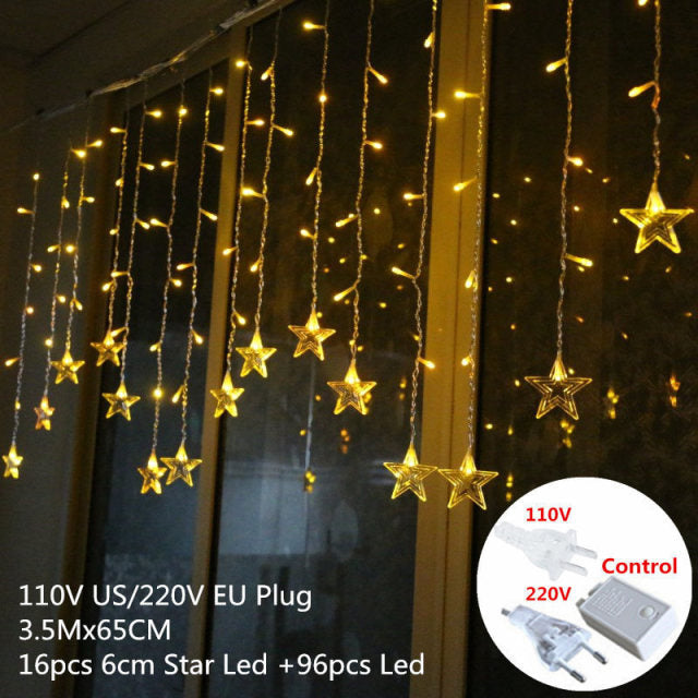 Star Curtain String Lights Fairy Lights Decorations for Home