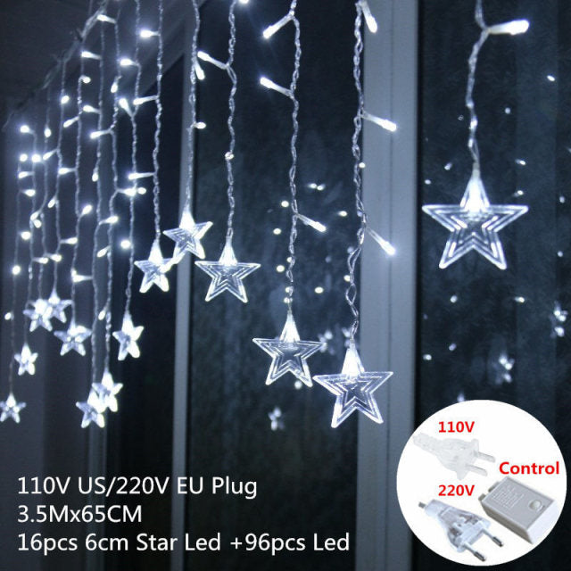 Star Curtain String Lights Fairy Lights Decorations for Home