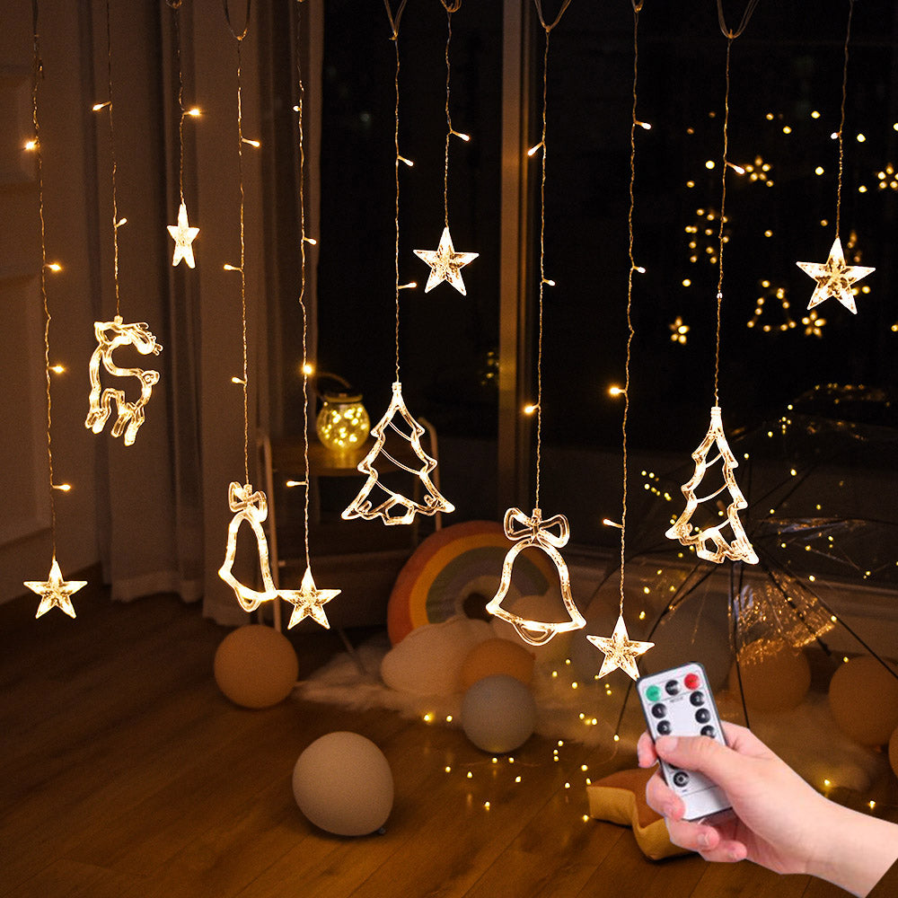 LED Deer Bells Curtain Light String Fairy Lights Outdoor For Home