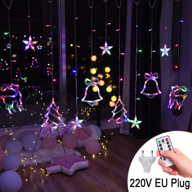 LED Deer Bells Curtain Light String Fairy Lights Outdoor For Home