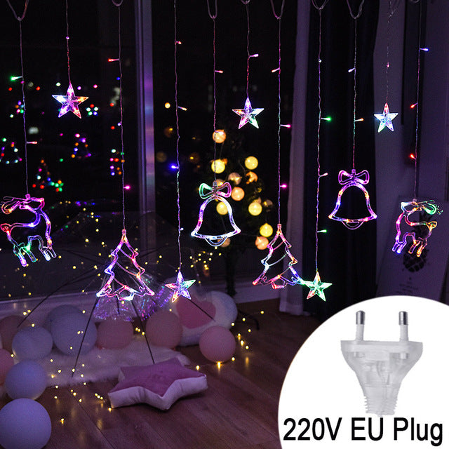 LED Deer Bells Curtain Light String Fairy Lights Outdoor For Home