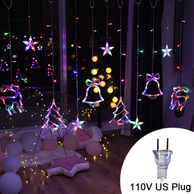 LED Deer Bells Curtain Light String Fairy Lights Outdoor For Home