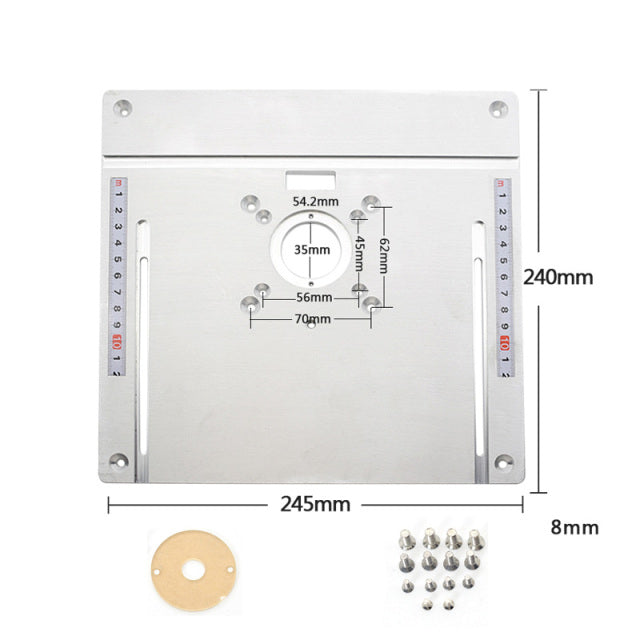 Aluminium Router Table Insert Plate Electric Wood Milling Flip Board with Miter Gauge Guide Set