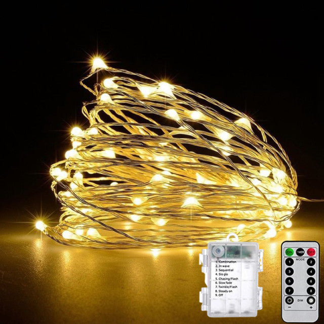 LED String Lights Remote Control Outdoor Fairy Decoration Festoon