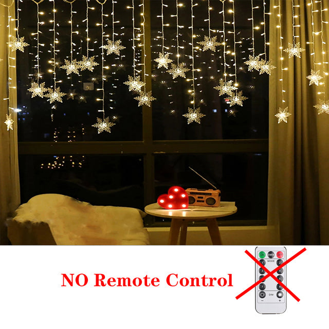 Christmas Light Led Snowflake Curtain Fairy String Lights Outdoor for Home Party