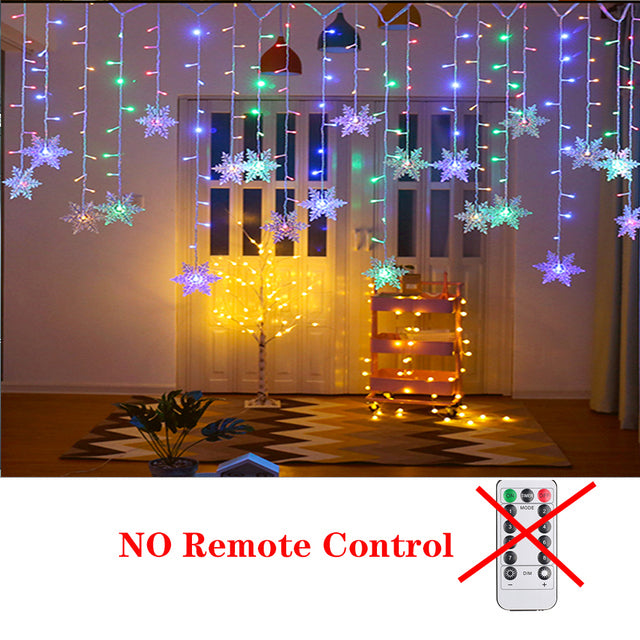 Christmas Light Led Snowflake Curtain Fairy String Lights Outdoor for Home Party