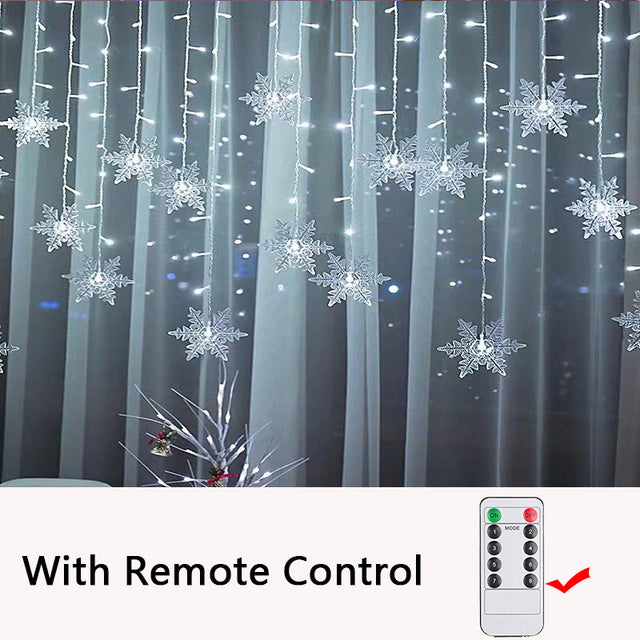 Christmas Light Led Snowflake Curtain Fairy String Lights Outdoor for Home Party