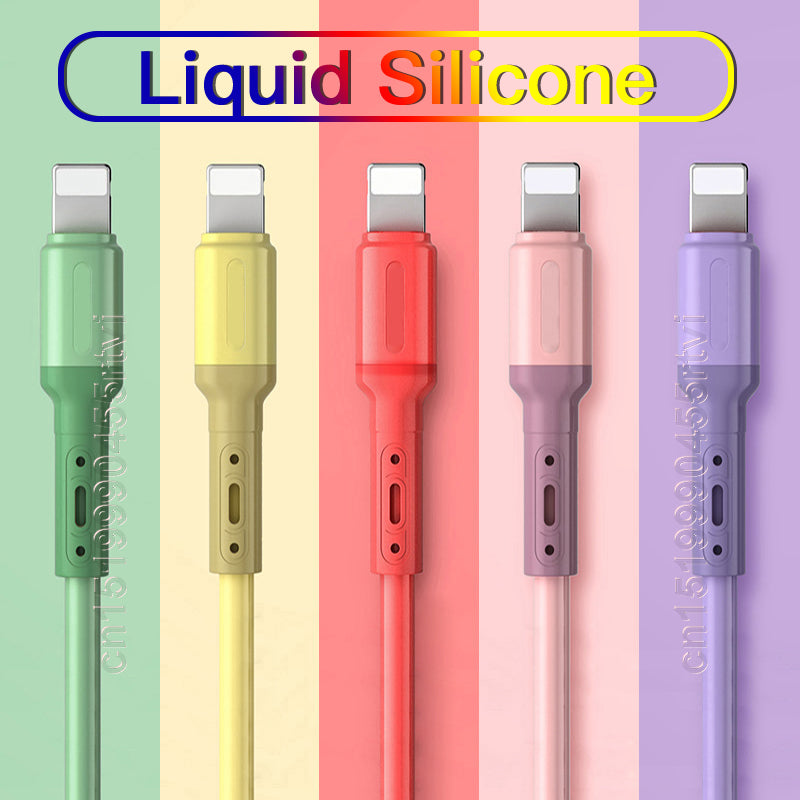 USB Cable For iPhone Fast Data Charging Charger USB Wire Cord Liquid Silicone Cable