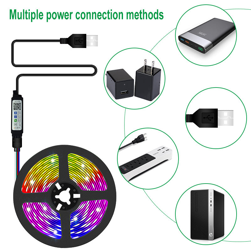 USB LED Strip Light  Bluetooth RGB DC 5V RGB Lights Flexible USB LED Lamp