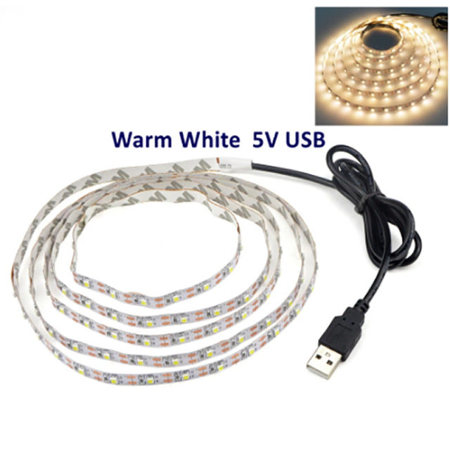 DC 5V USB LED Strips 2835 White Warm White Tira LED Strip Light TV Background Lighting