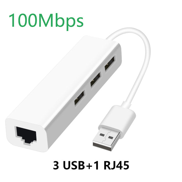 USB Ethernet with 3 Port USB HUB