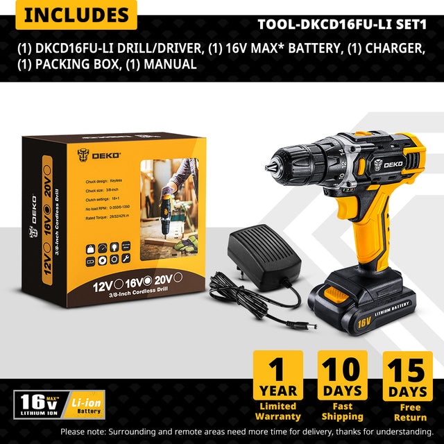 Cordless Drill Electric Screwdriver Rechargeable Driver DC Lithium-Ion Battery Charged Power Tools