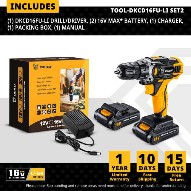 Cordless Drill Electric Screwdriver Rechargeable Driver DC Lithium-Ion Battery Charged Power Tools