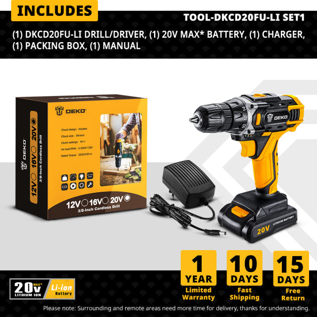 Cordless Drill Electric Screwdriver Rechargeable Driver DC Lithium-Ion Battery Charged Power Tools