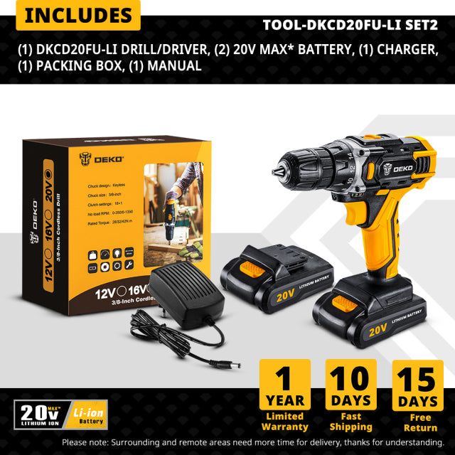 Cordless Drill Electric Screwdriver Rechargeable Driver DC Lithium-Ion Battery Charged Power Tools