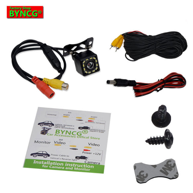 Car Rear View Camera Wide Angle Reverse Parking Waterproof CCD LED Auto Backup Monitor