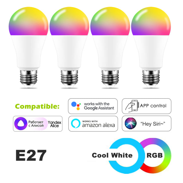 Smart Bulb Color WiFi Light LED Lamp Alexa Google Home Assistant Siri Voice Control Dimmable