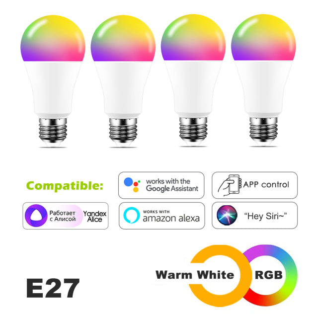 Smart Bulb Color WiFi Light LED Lamp Alexa Google Home Assistant Siri Voice Control Dimmable