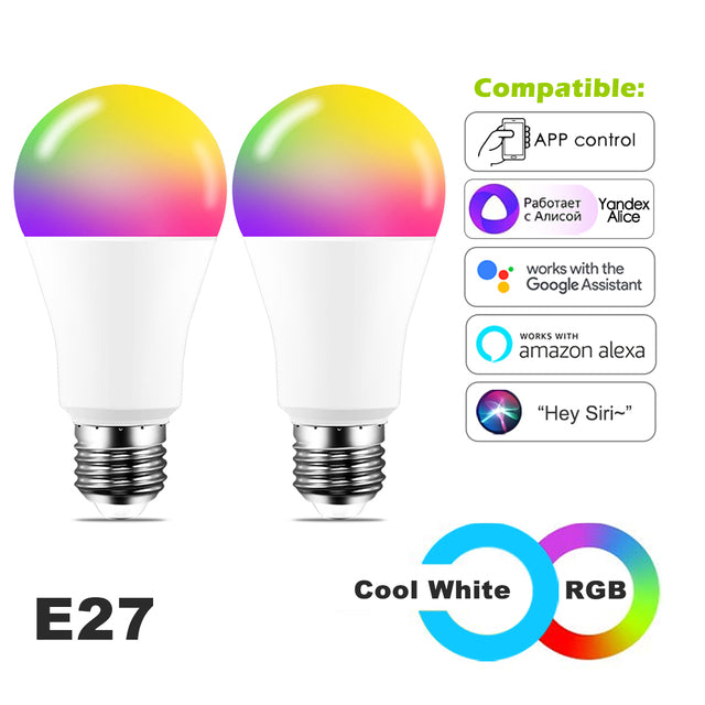 Smart Bulb Color WiFi Light LED Lamp Alexa Google Home Assistant Siri Voice Control Dimmable