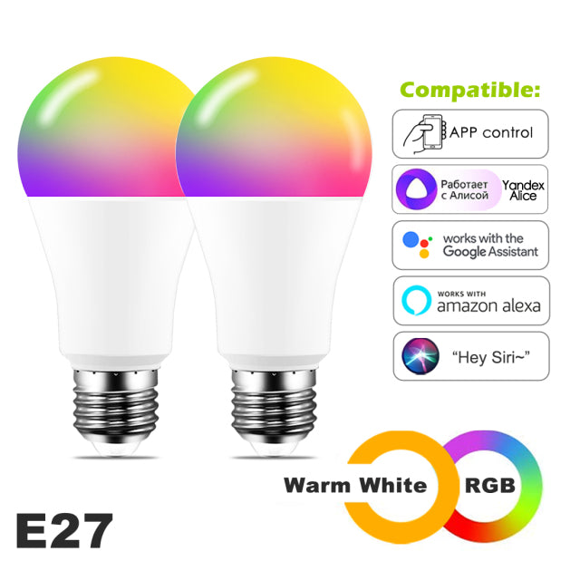 Smart Bulb Color WiFi Light LED Lamp Alexa Google Home Assistant Siri Voice Control Dimmable