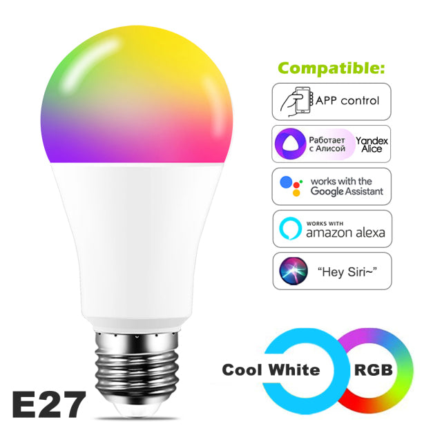 Smart Bulb Color WiFi Light LED Lamp Alexa Google Home Assistant Siri Voice Control Dimmable