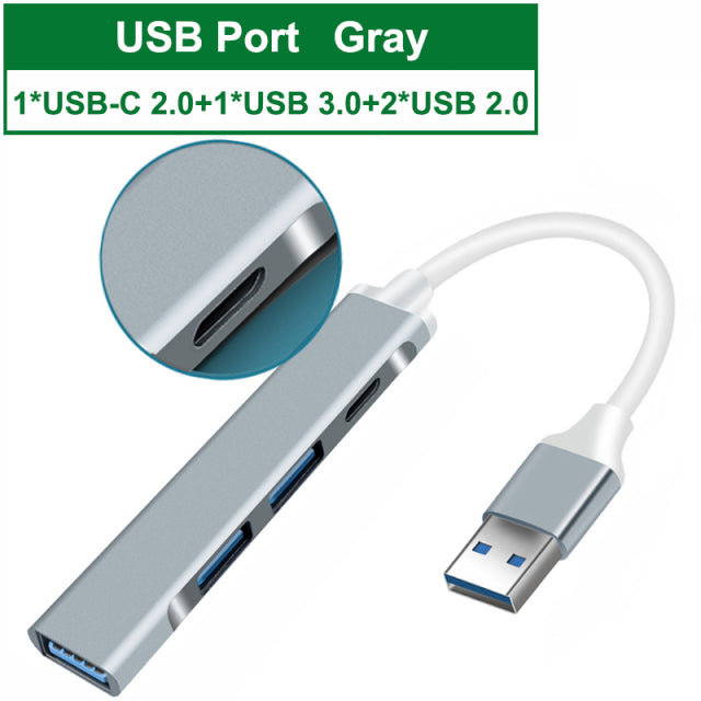 USB C HUB 3.0 3.1 Type C 4 Port Multi Splitter Adapter OTG Accessories