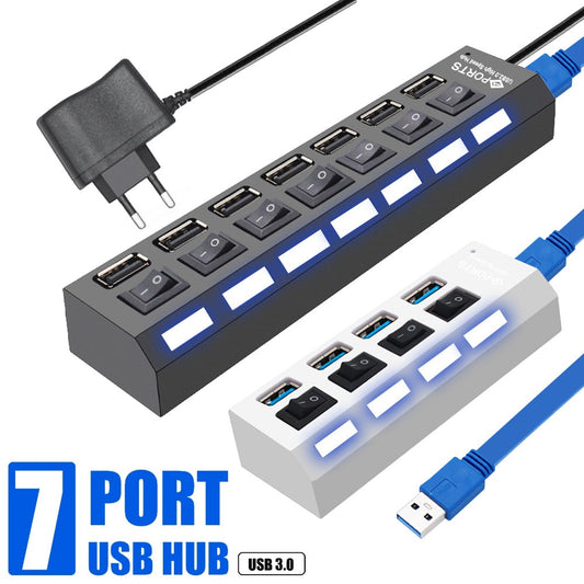 4/7 Ports USB 3.0 Hub For Laptop Adapter USB 2.0 Computer Accessories